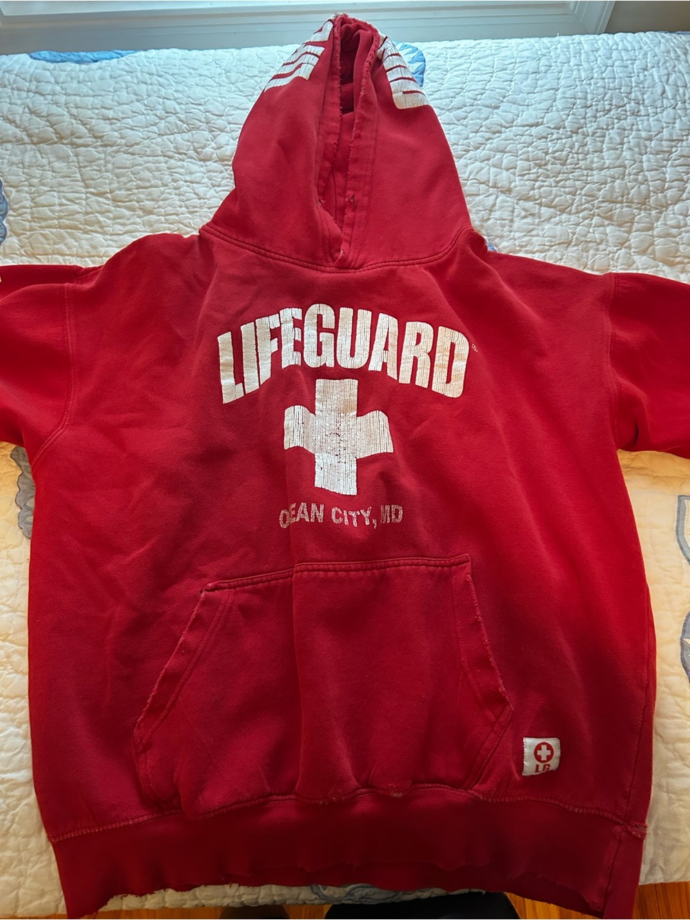 Vintage Red Lifeguard Hooded Sweatshirt